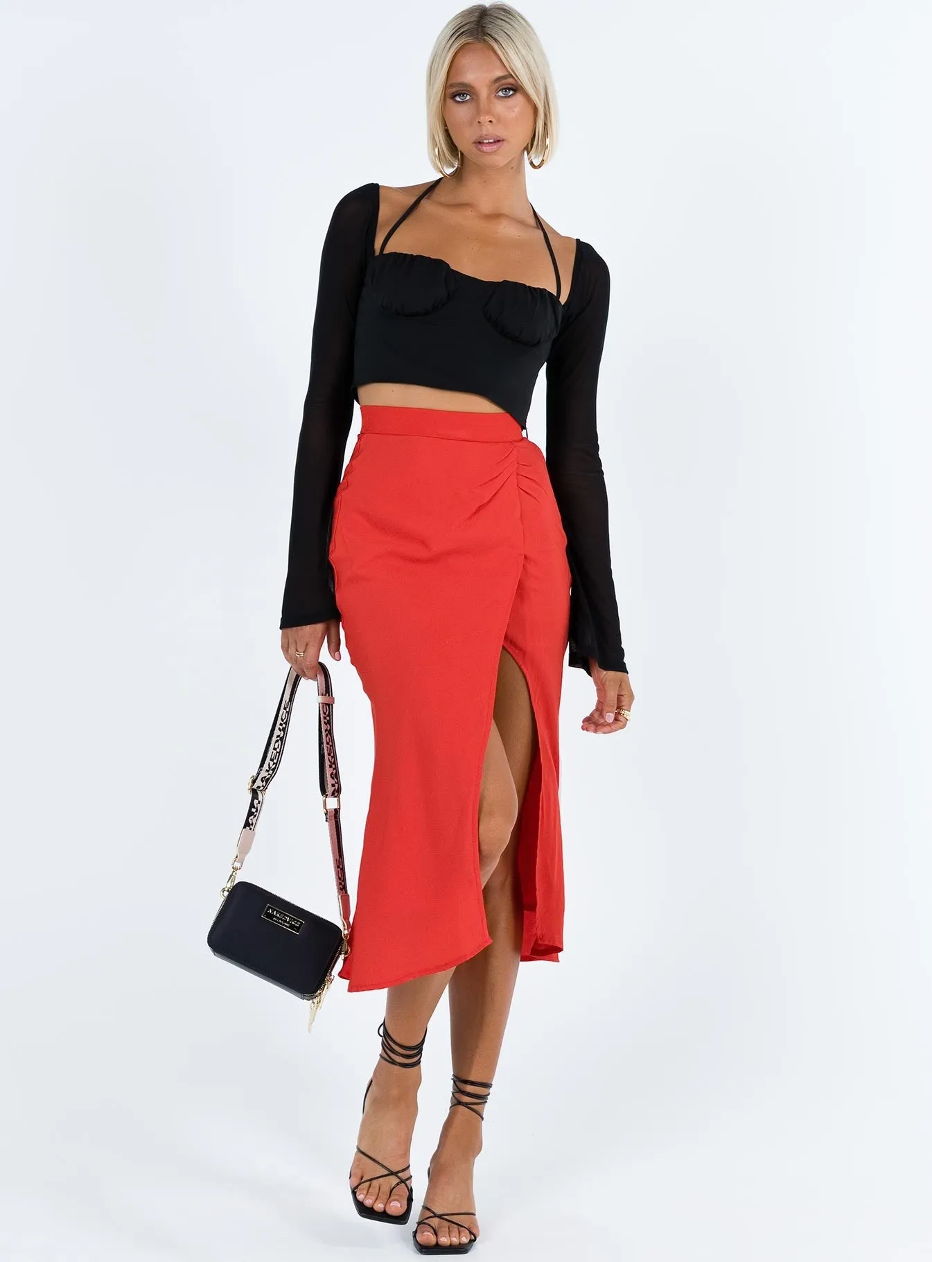 Mabel Midi Skirt Red