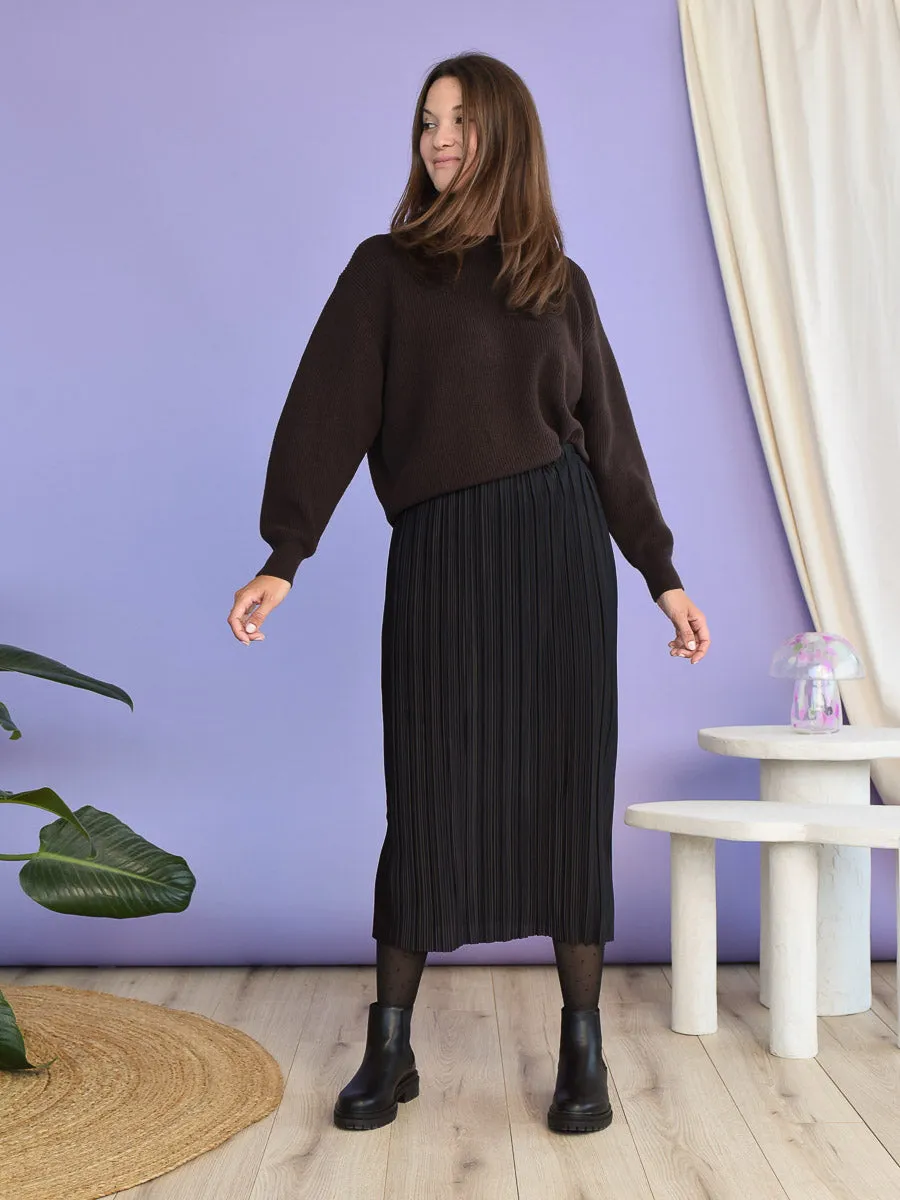 Maya Black Pleated Skirt