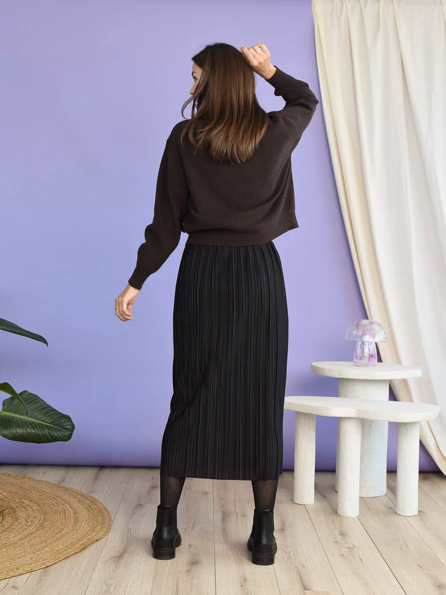 Maya Black Pleated Skirt