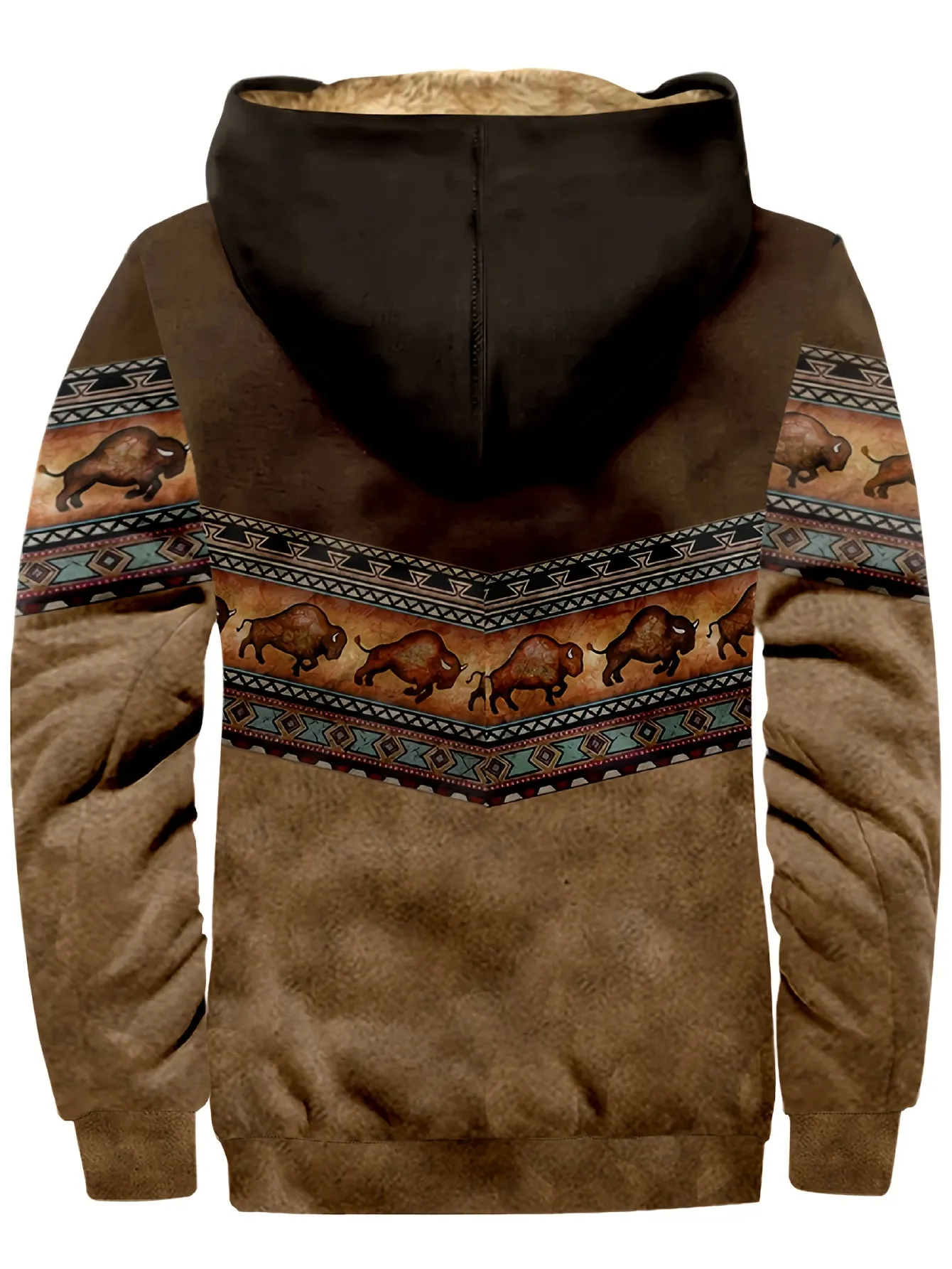 Men's Southwest Style Printed Thin Fleece Zip Up Hoodie