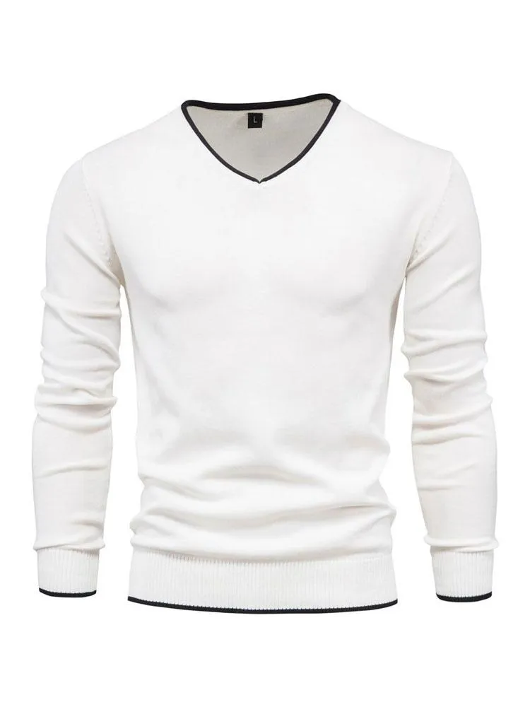 Men's V Neck Long Sleeve Pullover Sweaters