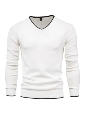 Men's V Neck Long Sleeve Pullover Sweaters