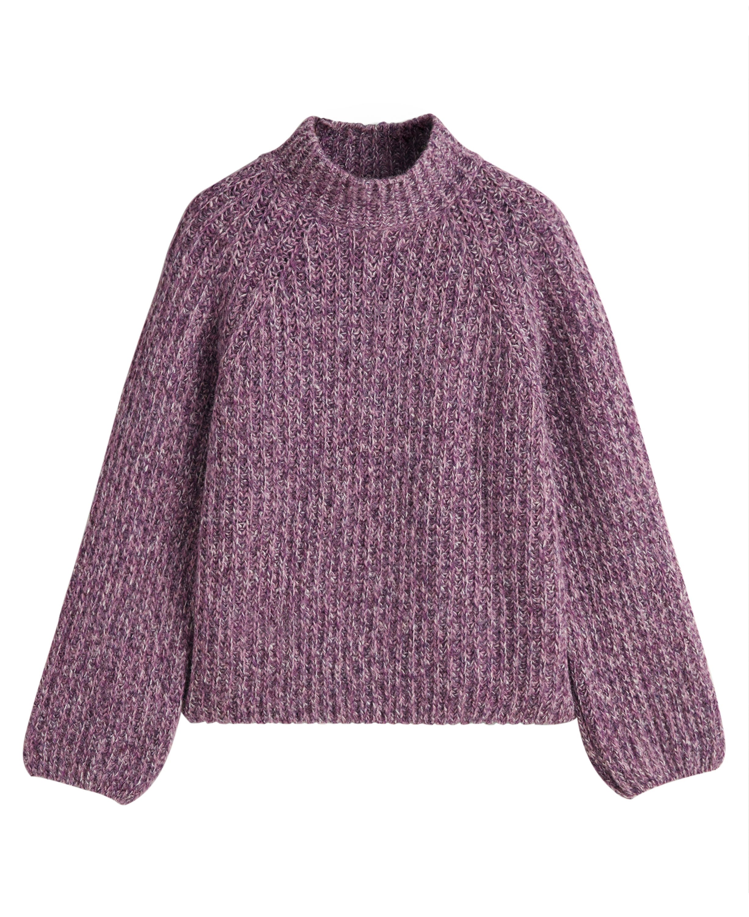 Multicolour Stand Collar Sweater                             Pansy Purple