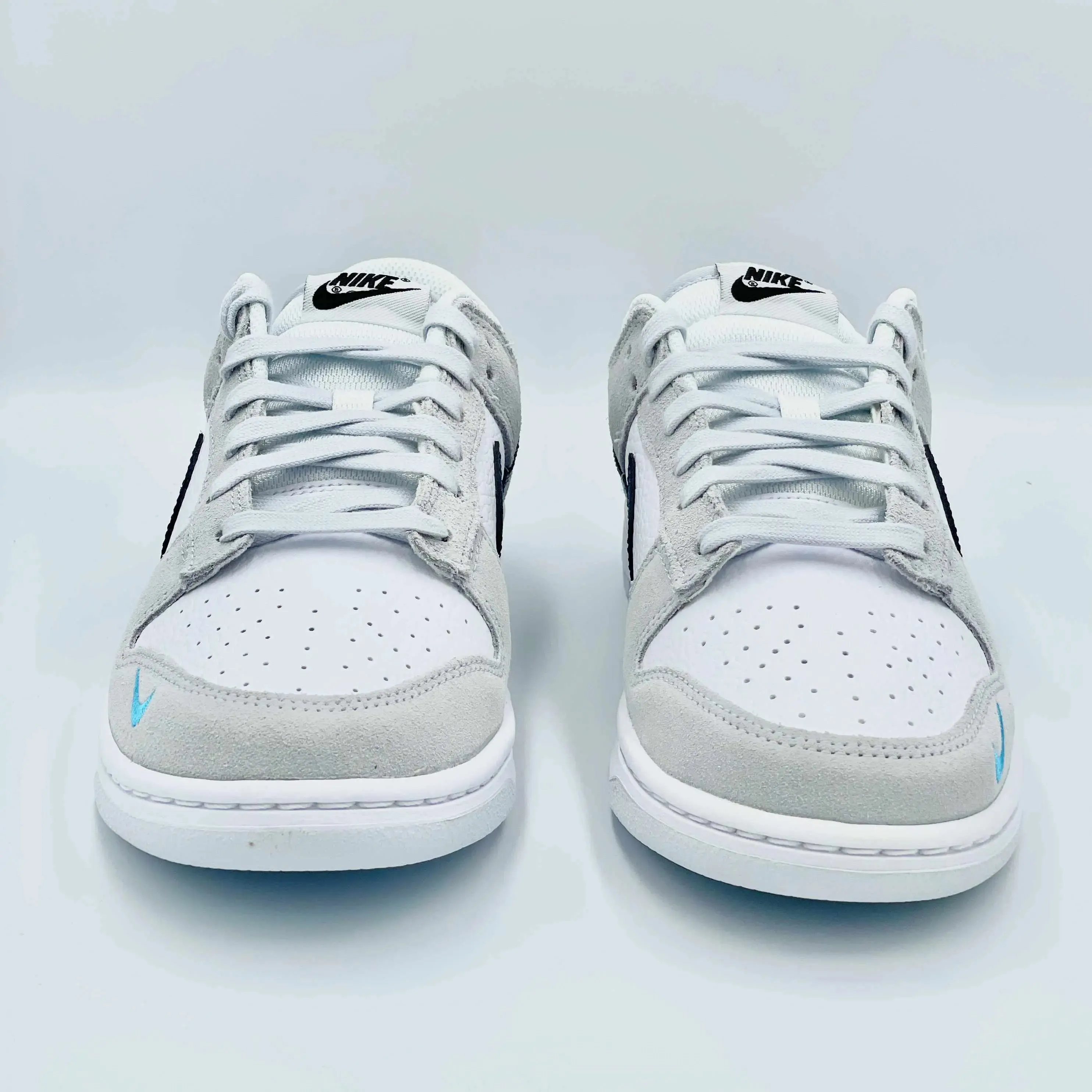 Nike Dunk Low White Grey Navy Aqua Mini Swoosh