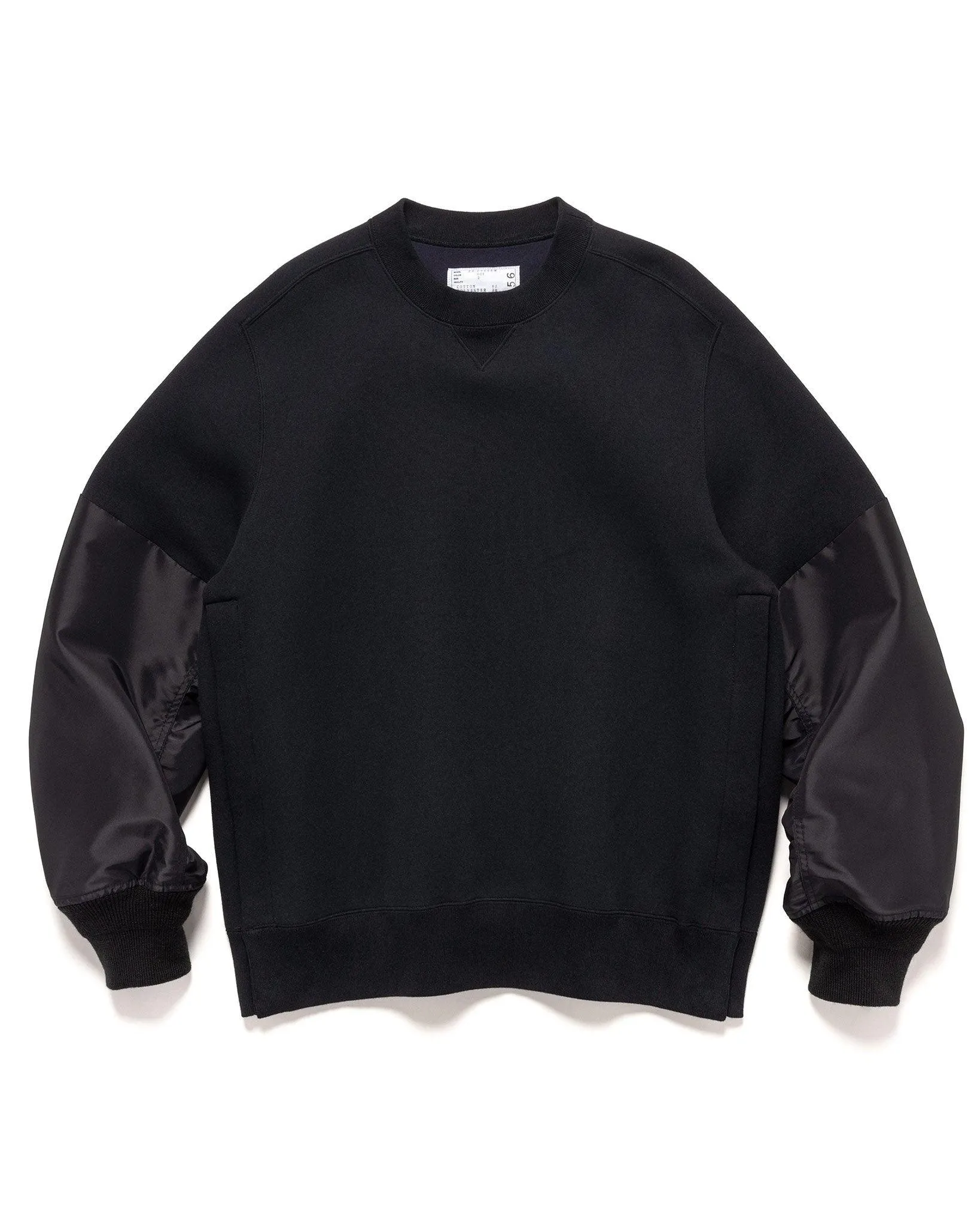 Nylon Twill x Sponge Sweat Pullover Black