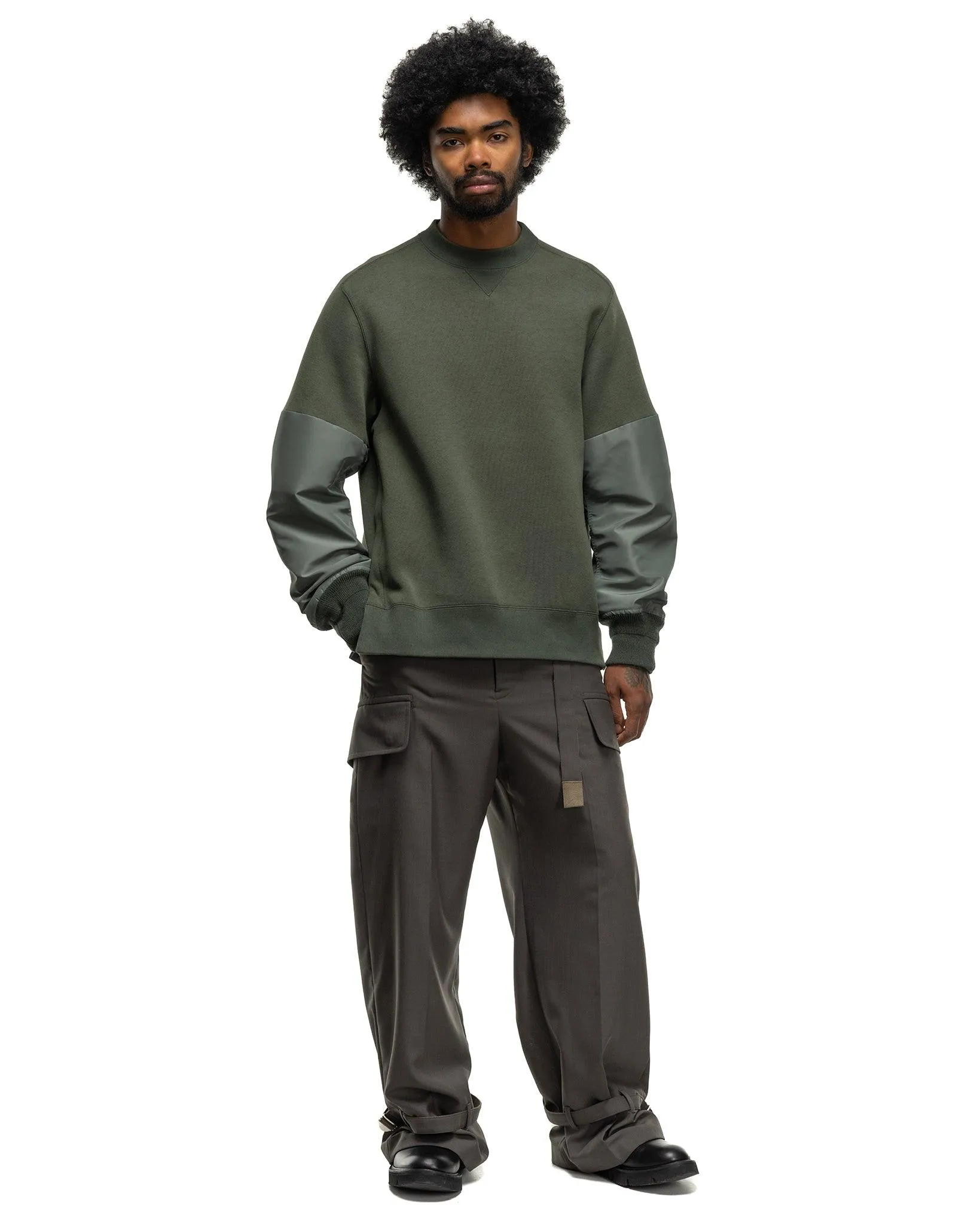 Nylon Twill x Sponge Sweat Pullover Khaki