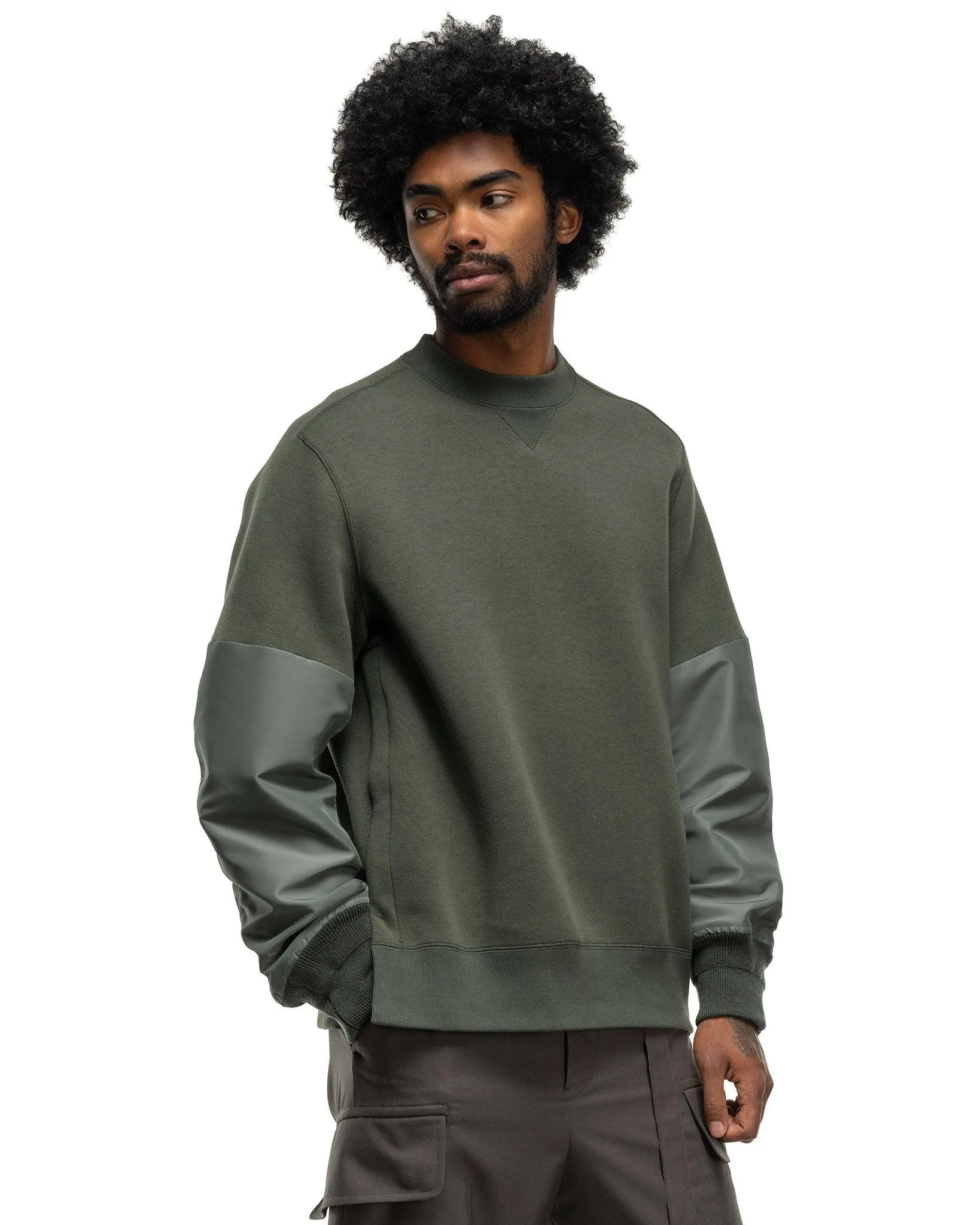 Nylon Twill x Sponge Sweat Pullover Khaki