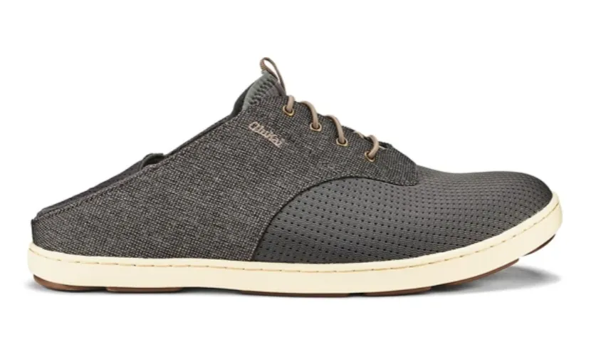 OluKai Mens Nohea Moku No Tie Shoes- Charcoal/Clay