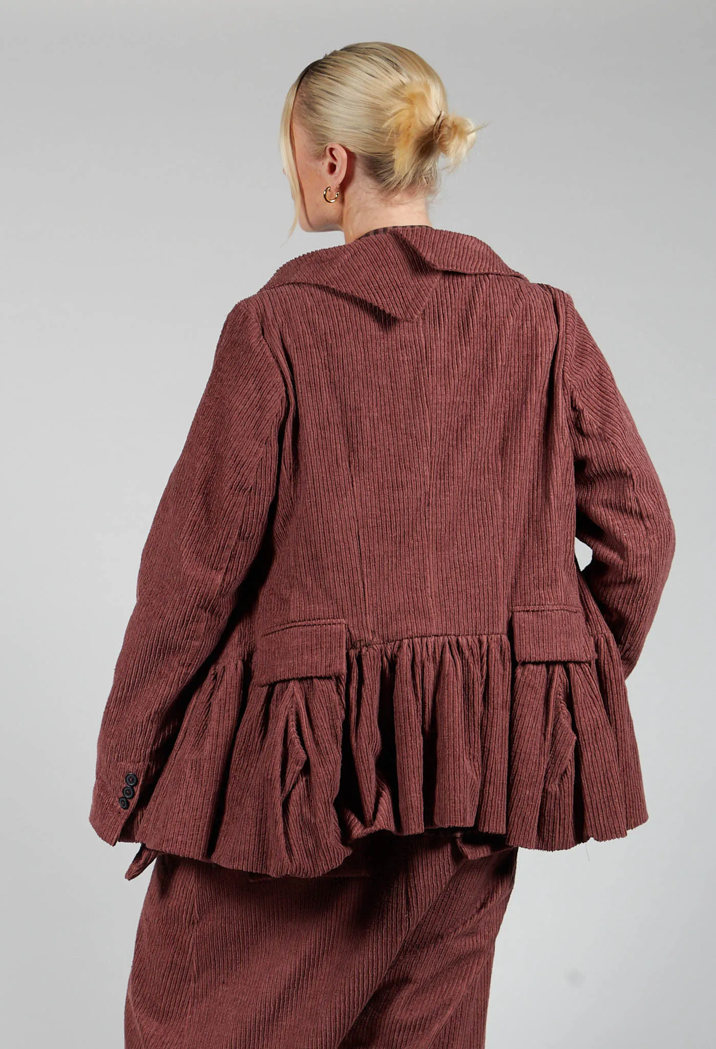 Open Peplum Jacket in Rust