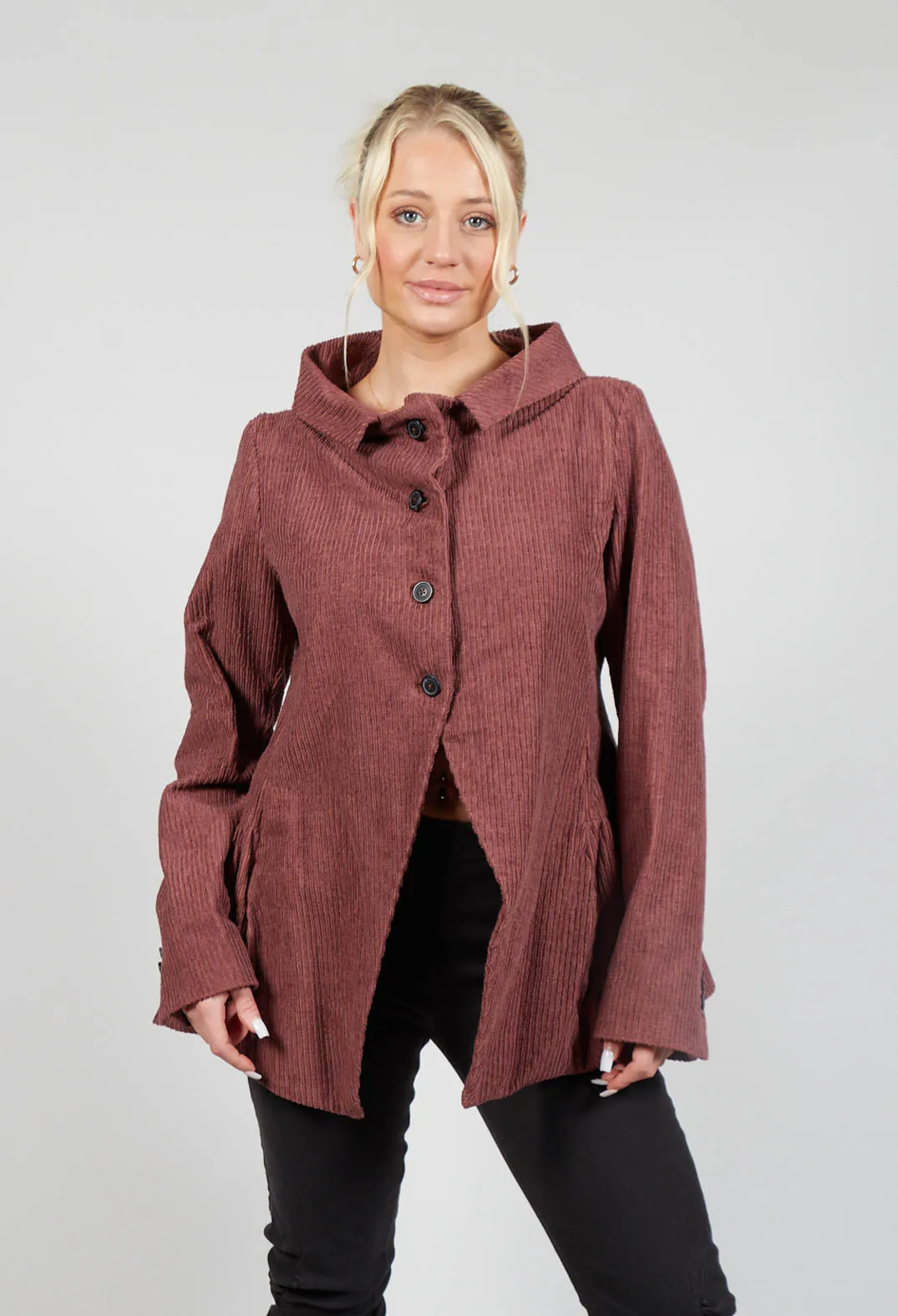 Open Peplum Jacket in Rust