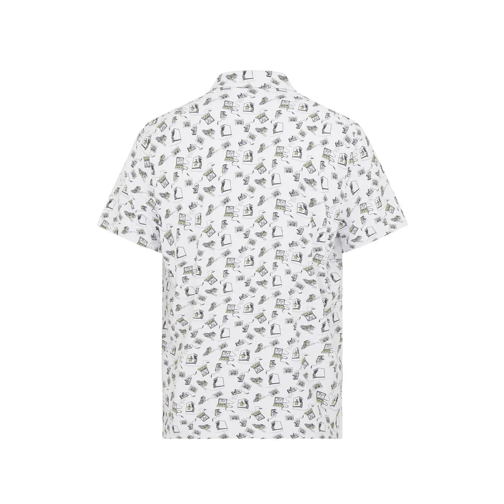 ORIGINAL PENGUIN RETRO ARCADE PRINT POLO BRIGHT WHITE