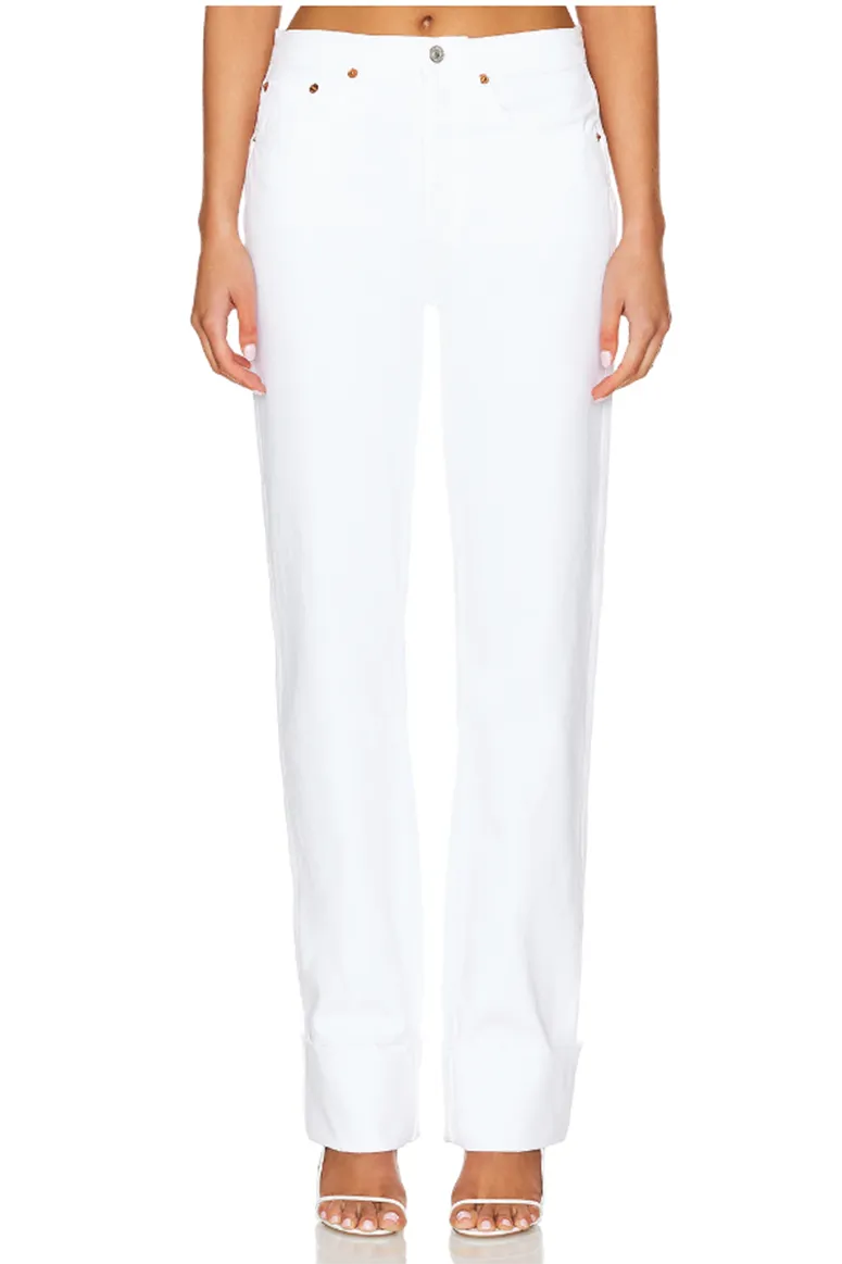 RE/DONE - High Rise Loose Long Jean - White