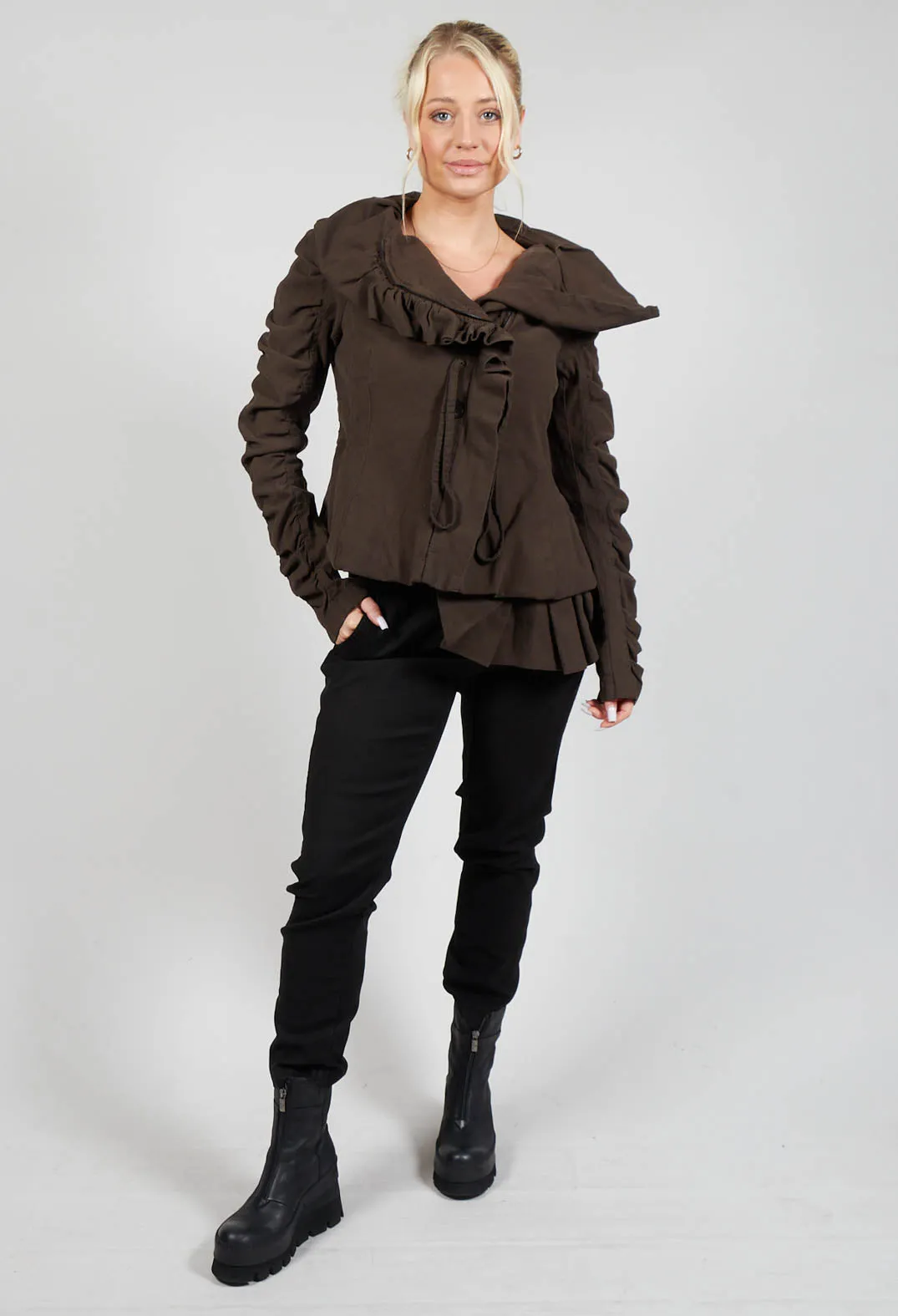 Ruched Detail Jacket in Kaffee