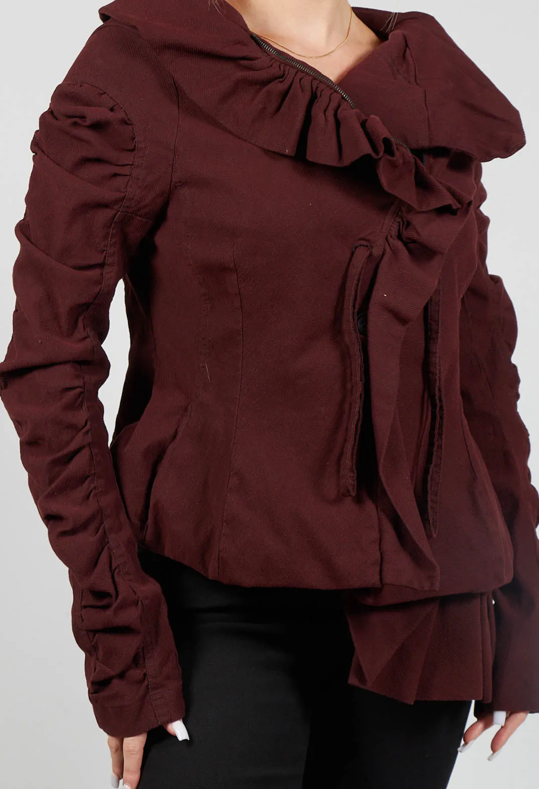 Ruched Detail Jacket in Rust