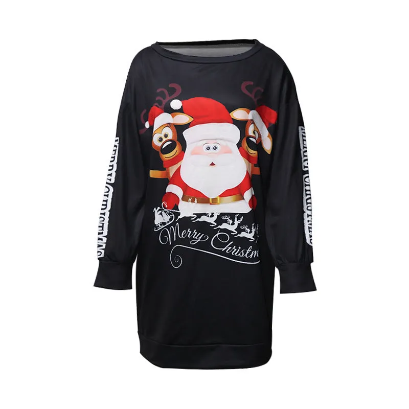 Santa Claus Printed Fashion Round Neck Sweaters Women's