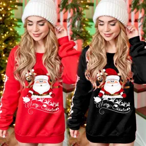 Santa Claus Printed Fashion Round Neck Sweaters Women's