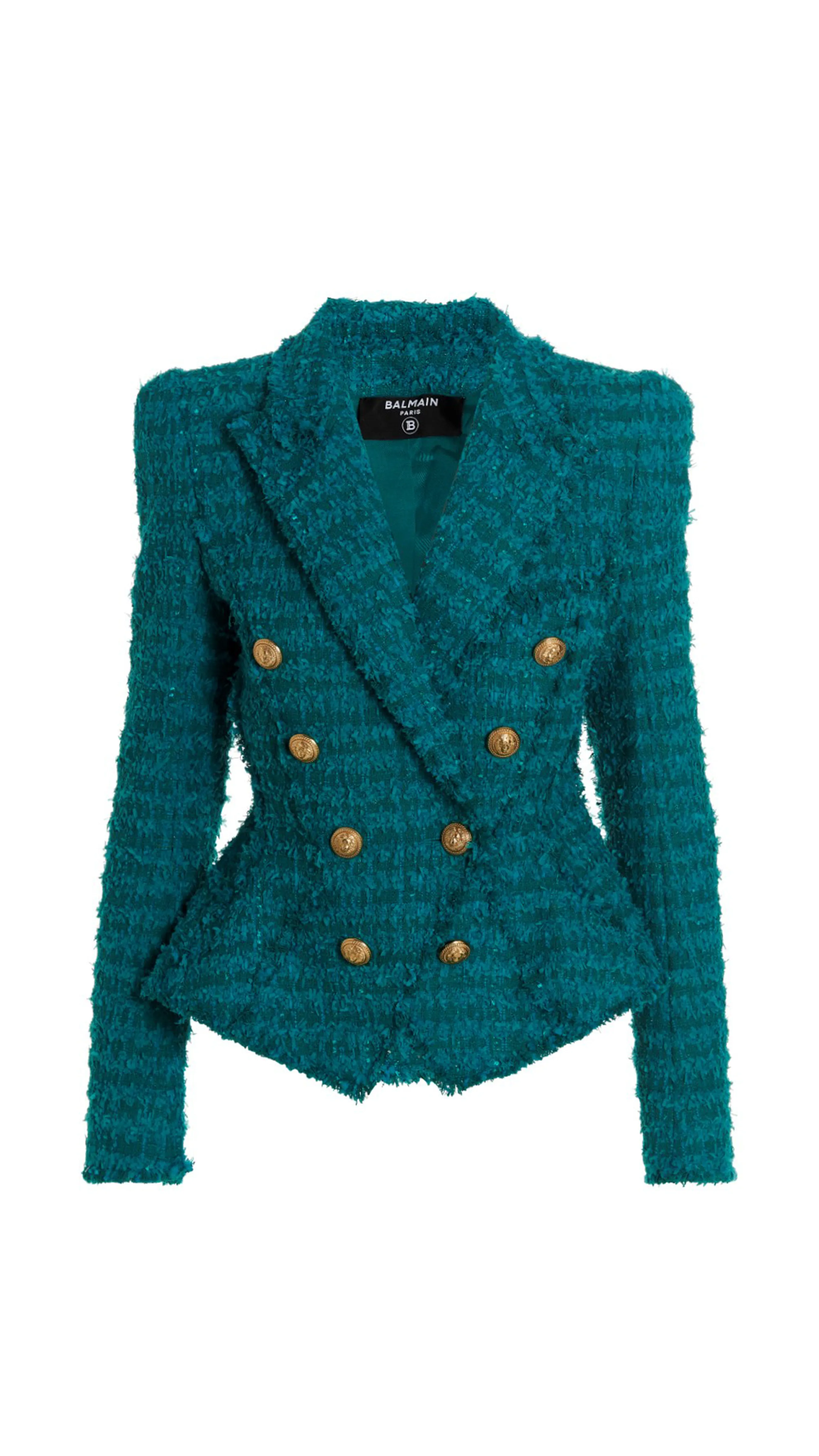 Slim Fit Tweed Jacket - Turquoise