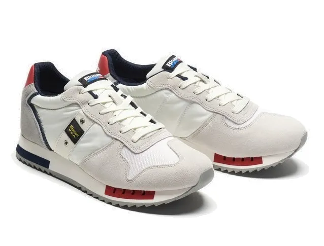 SNEAKERS BLAUER UOMO S3QUEENS01/MES-QUEENS01-WHITE/RED/NAVY