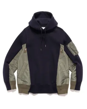 Sponge Sweat x Nylon Twill Hoodie Navy x Khaki