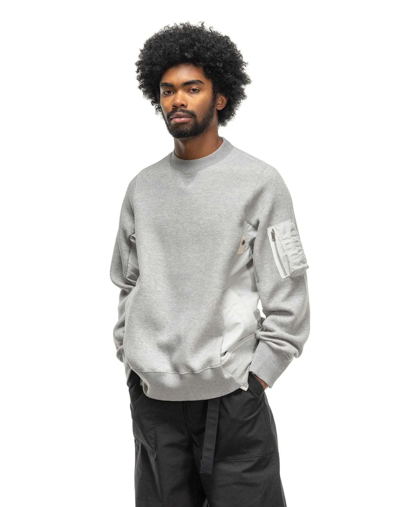 Sponge Sweat x Nylon Twill Pullover Light Grey x Light Grey