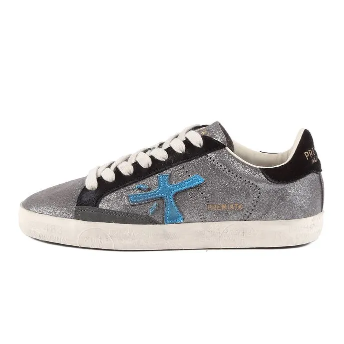 STEVEN LAME' SNEAKERS Woman Grey Light blue