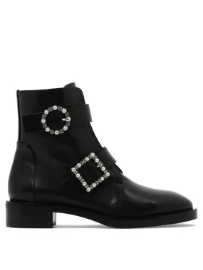 Stuart Weitzman Embellished Buckled Ankle Boots