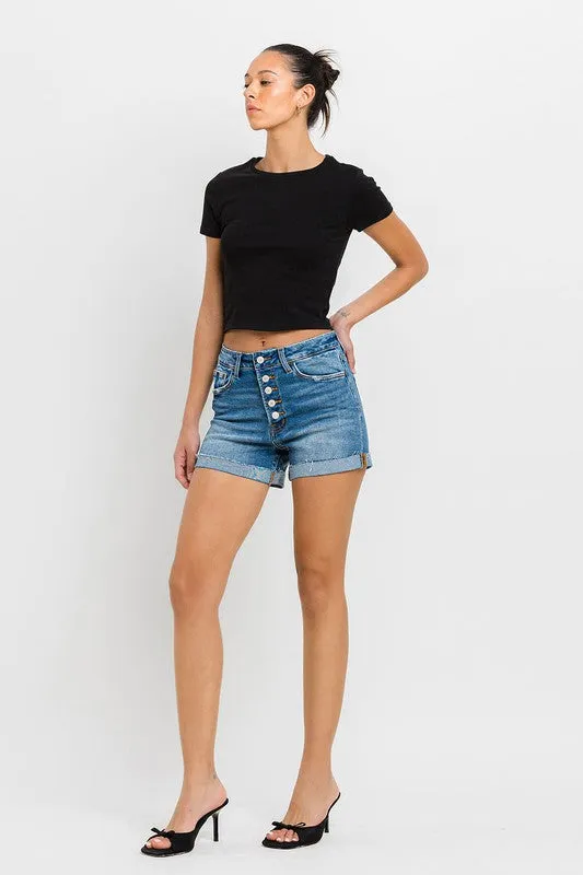 Super High Rise Button Up Mom Shorts