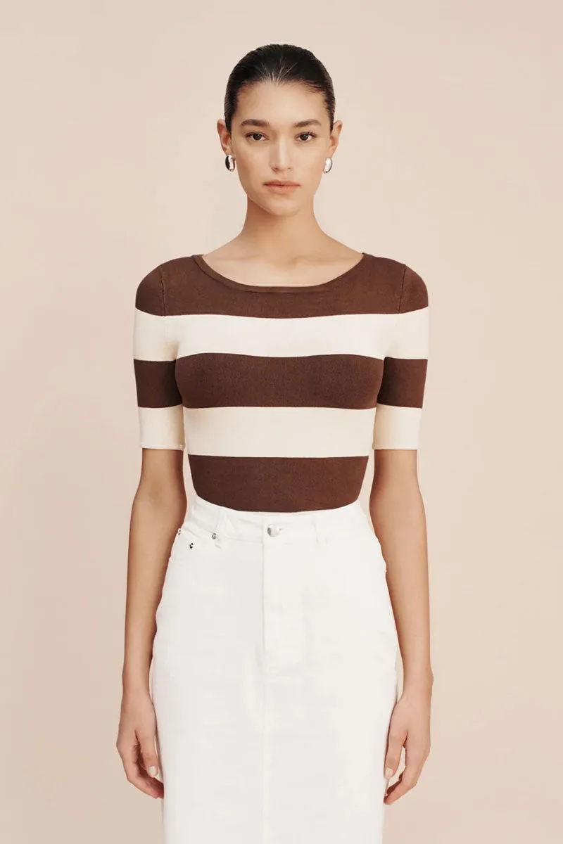 Theo Top - Chocolate Cream Stripe