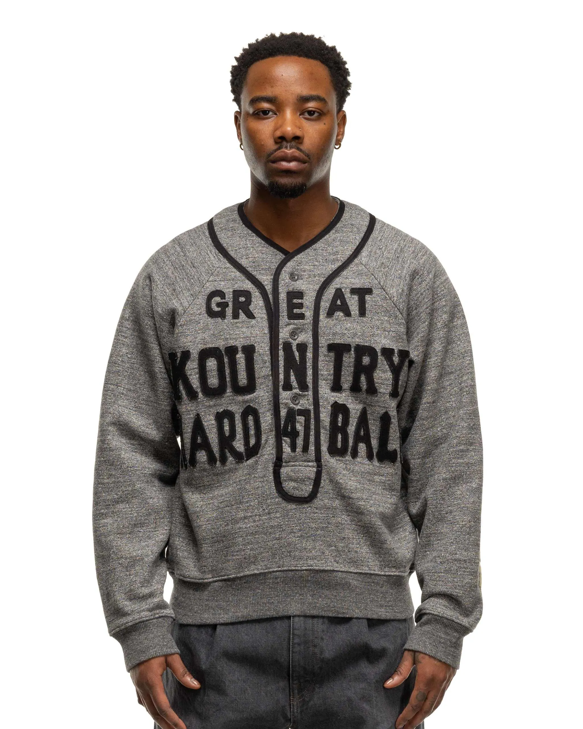 TOP Jersey Baseball Henley SWT (GREAT KOUNTRY) Charcoal