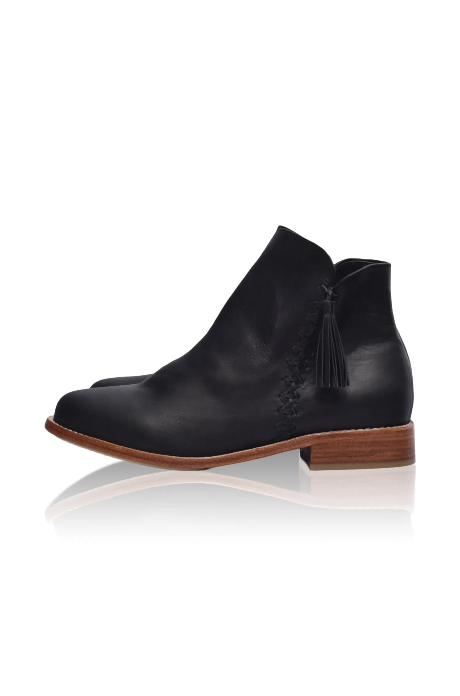 Treasure Leather Ankle Boots in Black