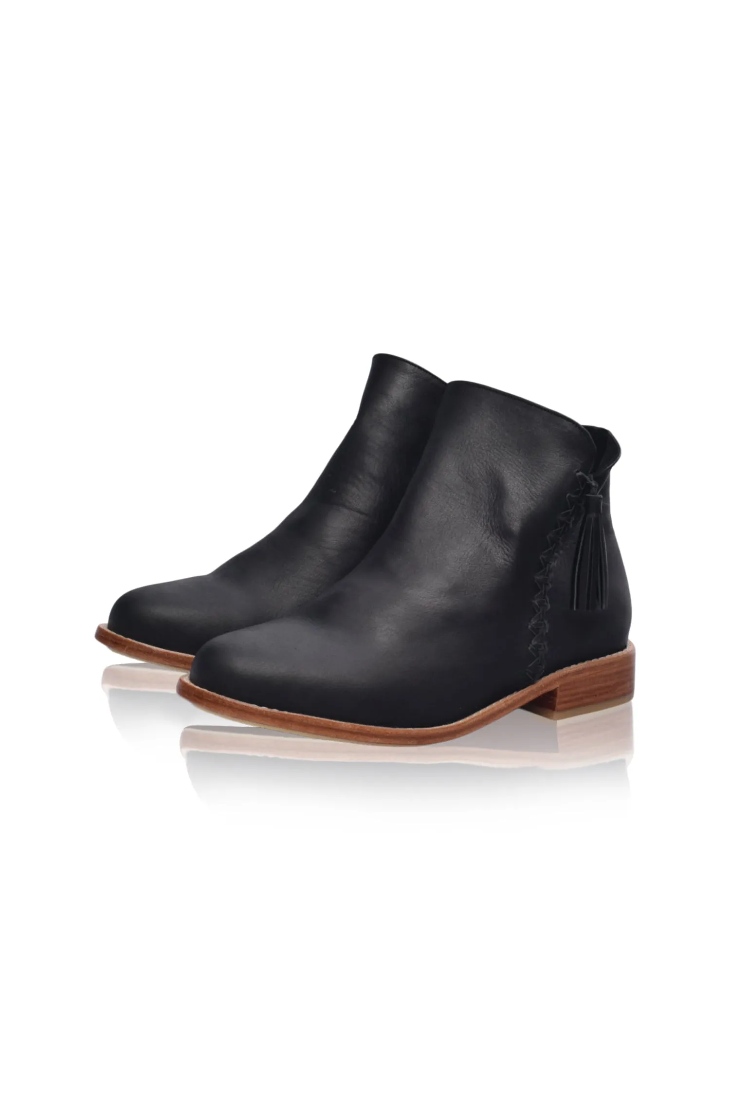 Treasure Leather Ankle Boots in Black