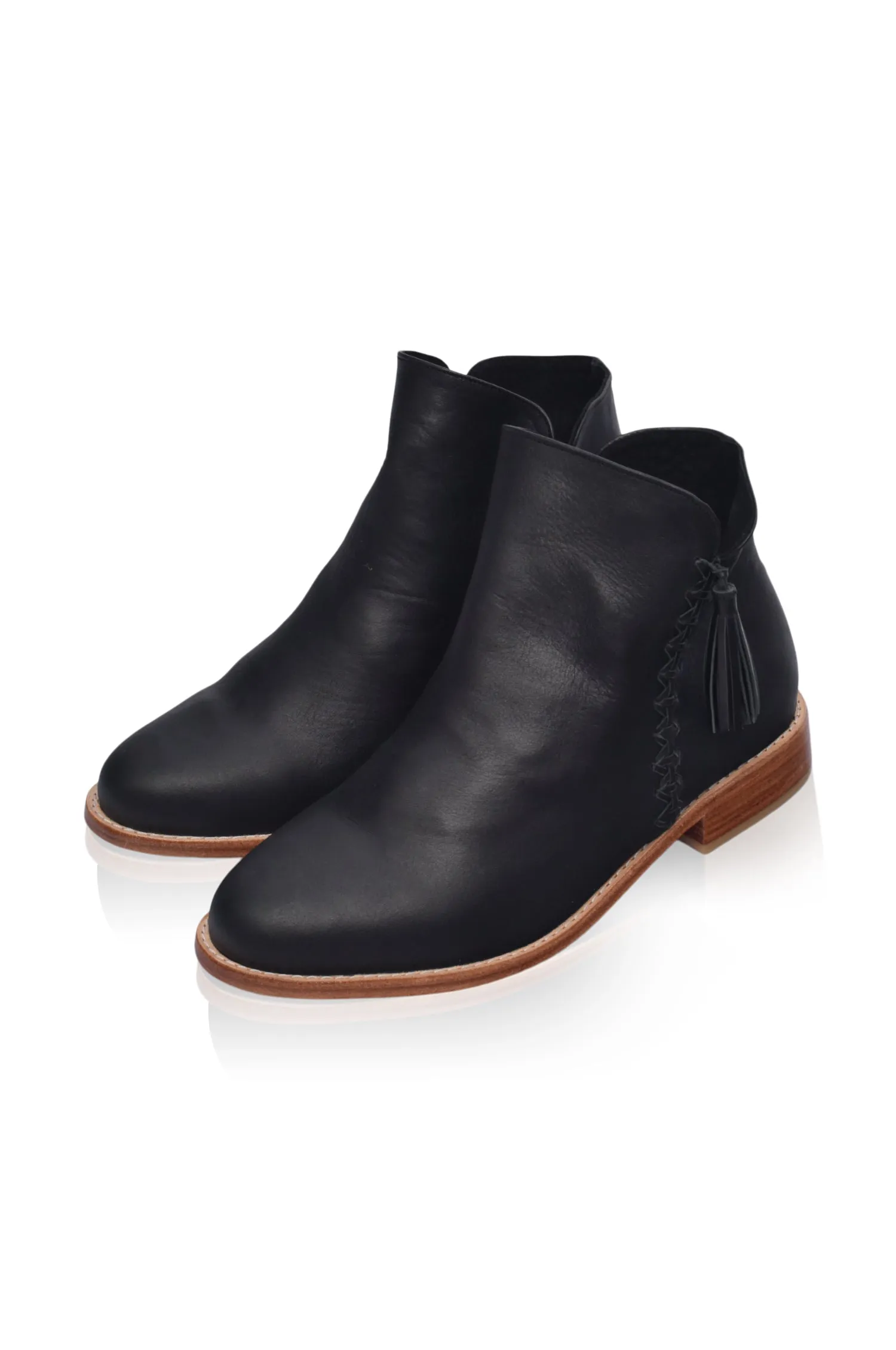 Treasure Leather Ankle Boots in Black