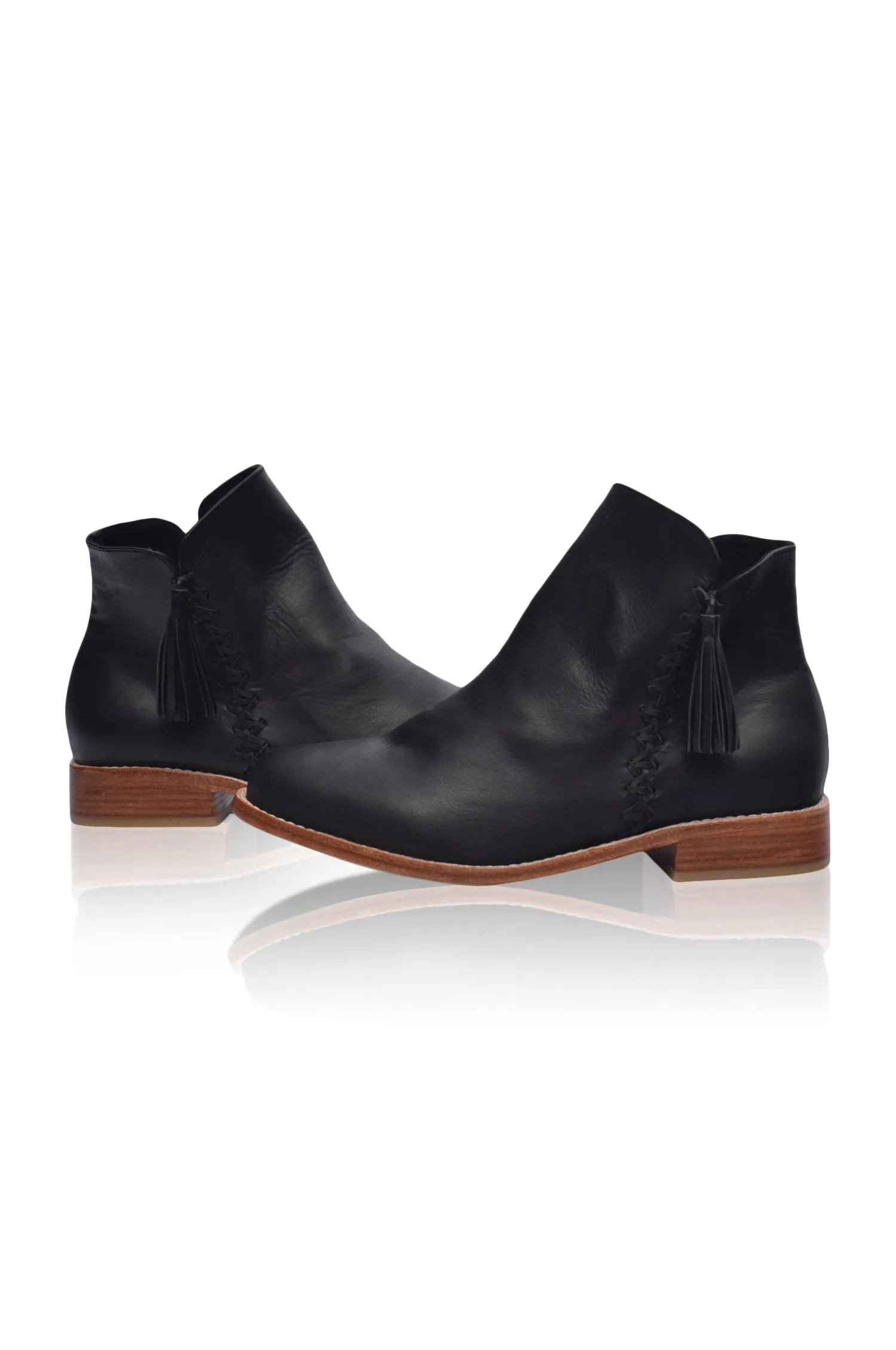 Treasure Leather Ankle Boots in Black