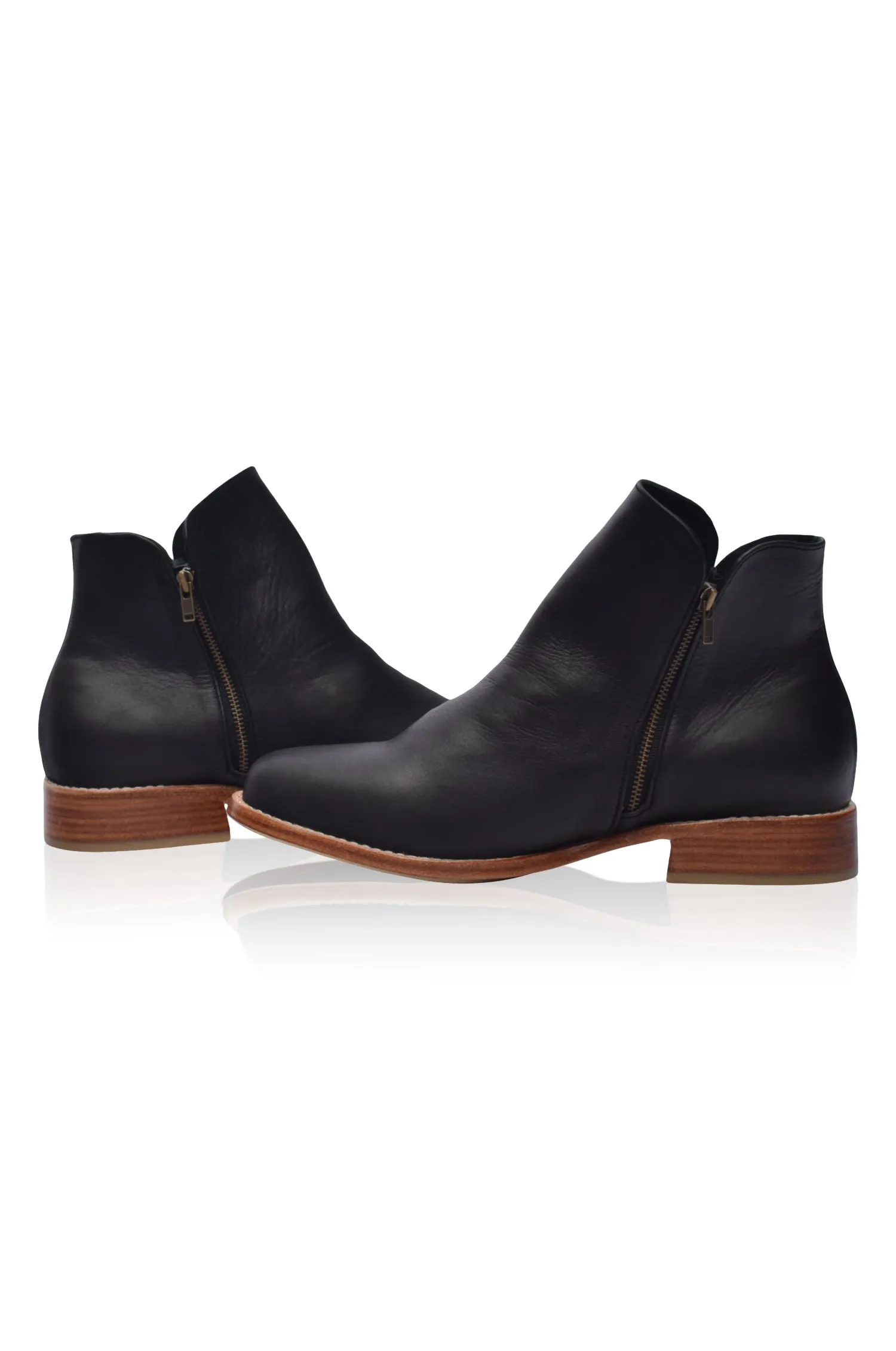 Treasure Leather Ankle Boots in Black