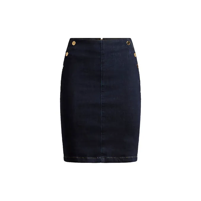 ULTRA MIDI SKIRT WITH TENCEL AND BUTTONS Woman Denim Scuro