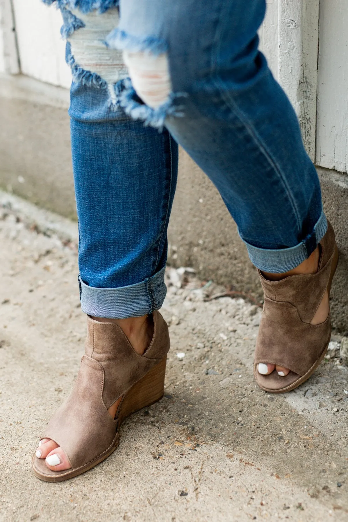 Very G Hollyridge Peep Toe Wedges- Taupe