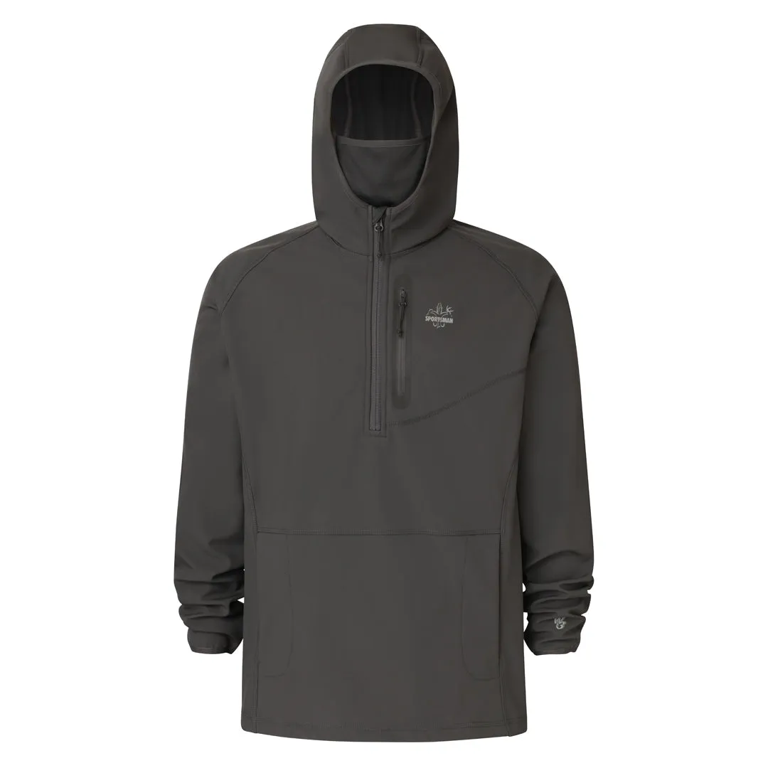 W3 Outbound Full Zip Hoodie: Mid weight Windproof Fishing Hoodie with Face Mask Half Zip