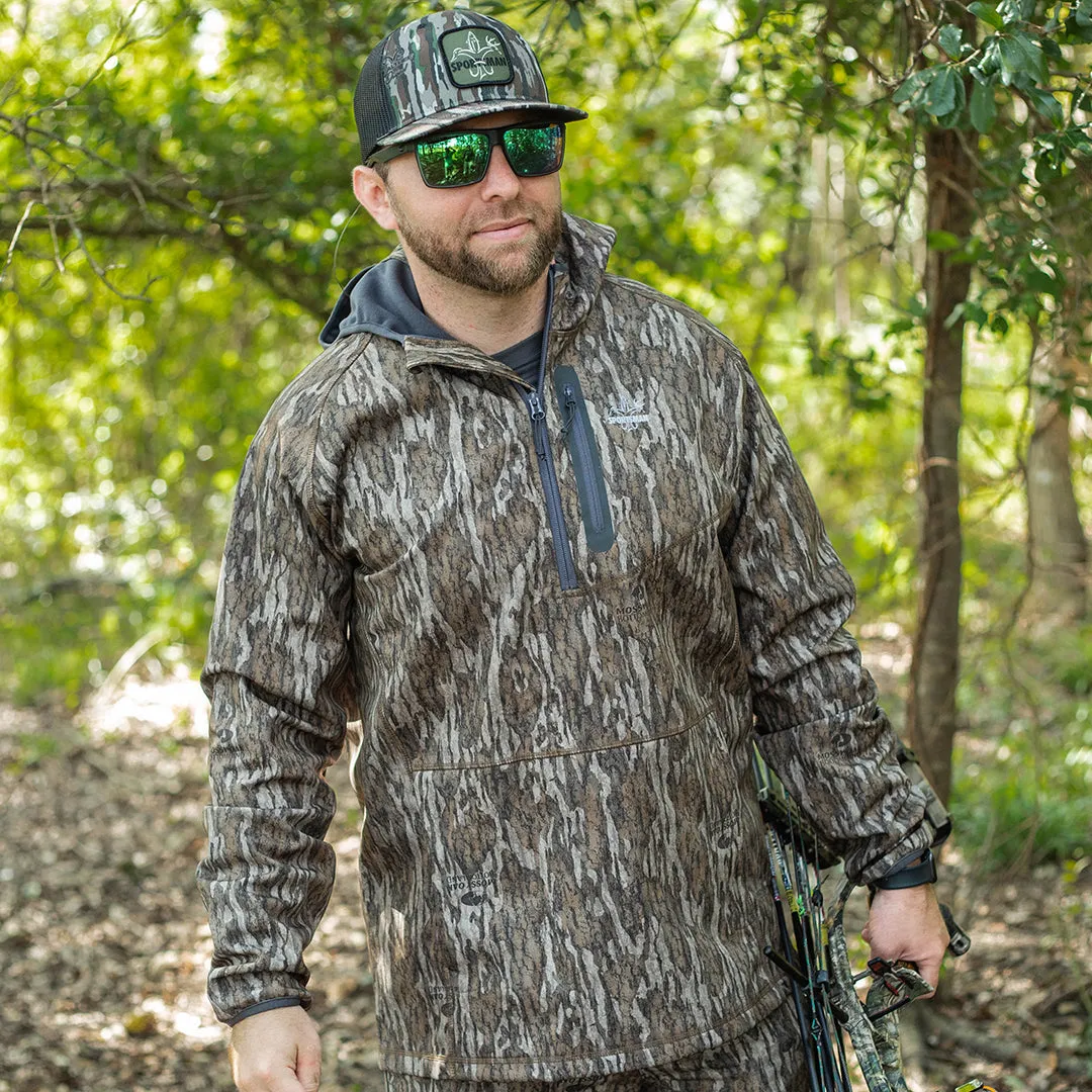 W3 Outbound Full Zip Hoodie: Mid weight Windproof Fishing Hoodie with Face Mask Half Zip