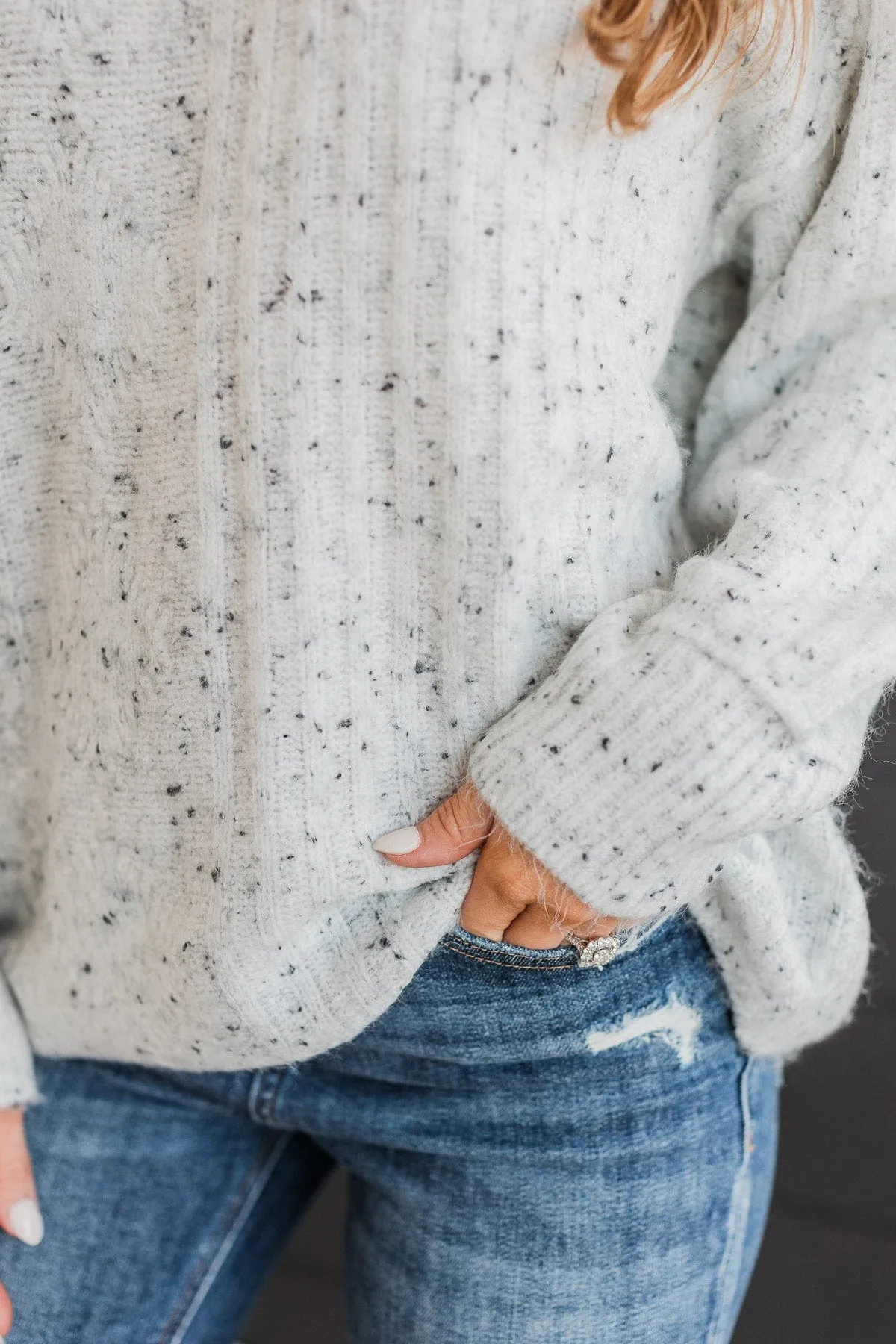 Warmly Yours Sprinkle Knit Sweater- Light Grey