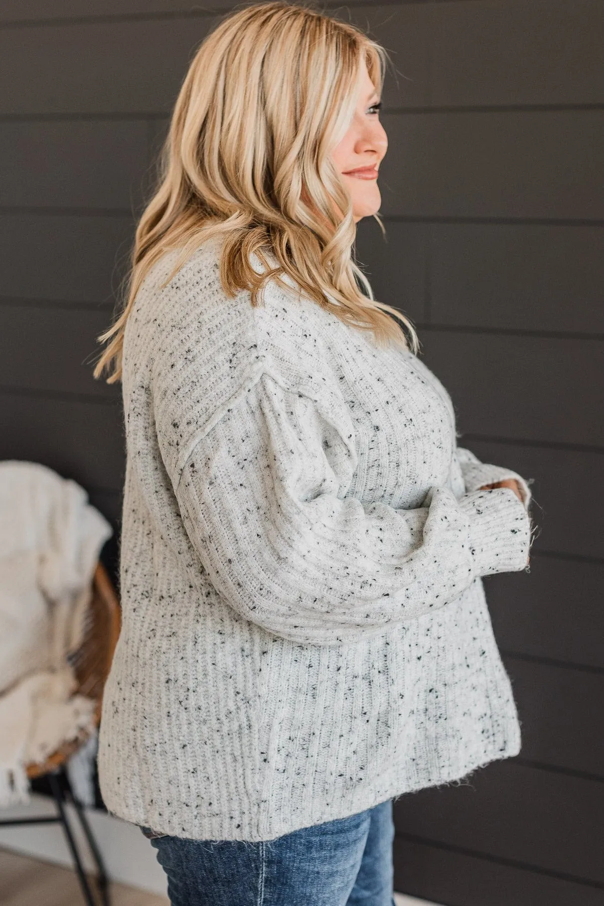 Warmly Yours Sprinkle Knit Sweater- Light Grey