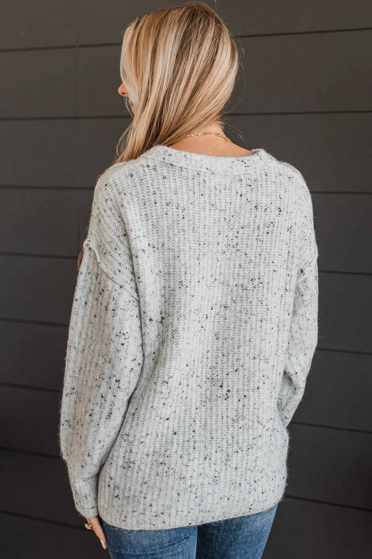 Warmly Yours Sprinkle Knit Sweater- Light Grey